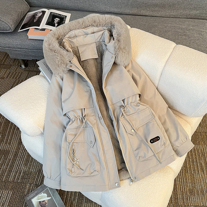 Damen nan wattierter Parka mit abnehmbarer Kunstfellkapuze, Teddyfutter und taillierbarem Kordelzug Echo Archiv