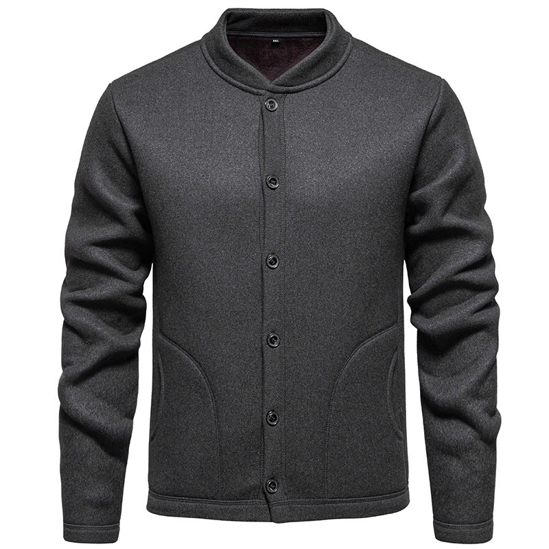 Herren Stehkragen-Strickjacke mit Knopfleiste und leichtem Wollmix Echo Archiv