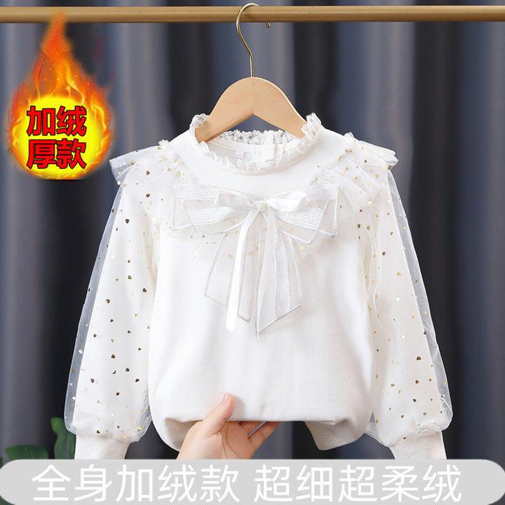 Mädchen modisches Sweatshirt mit dekorativen Tüllärmeln und Schleifendetails Echo Archiv