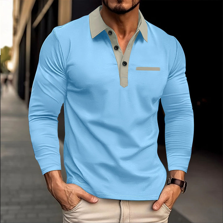 Herren modisches Langarmblusenshirt mit Kragen Echoarchiv