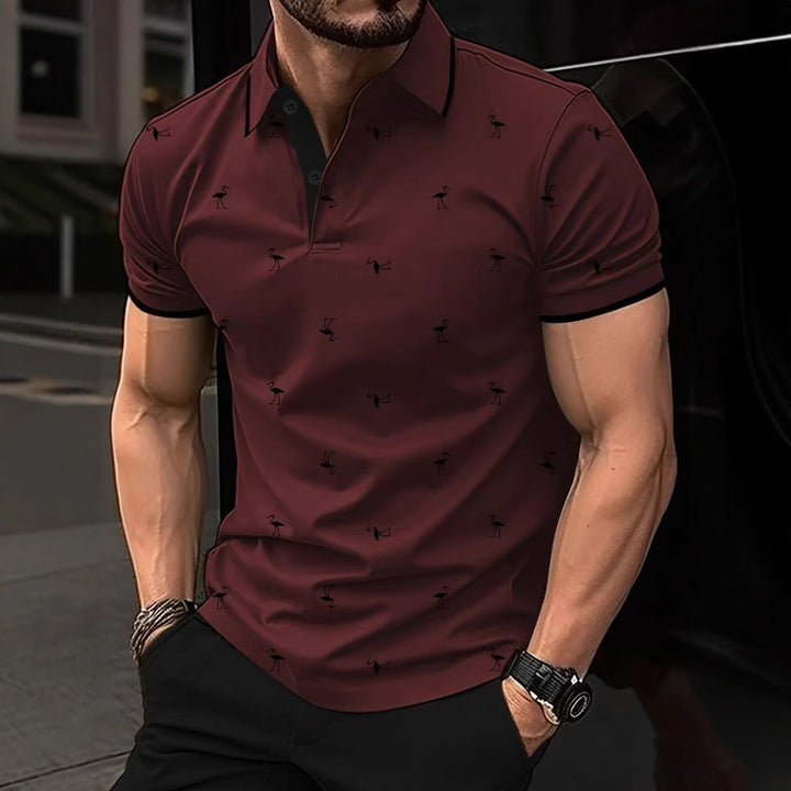 Herren hochwertiges Poloshirt mit stilvollem Muster Echoarchiv