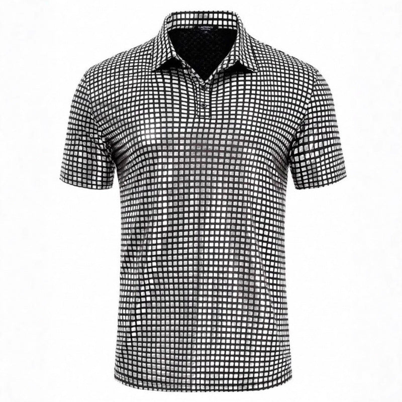 Herren Polo-Shirt mit modernem grafischen Muster Echoarchiv