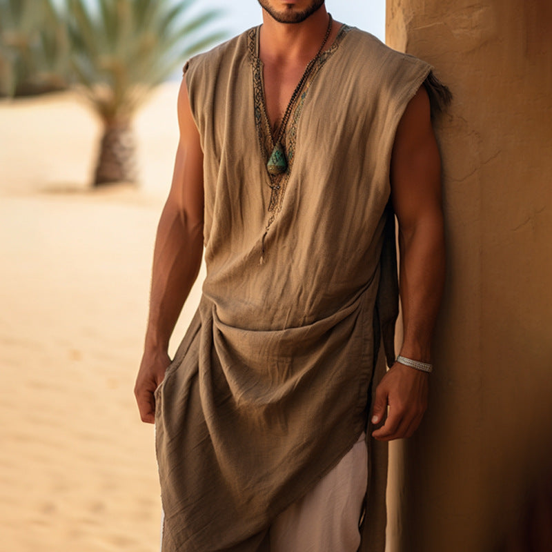Herren langes Freizeitkleid mit asymmetrischem Schnitt und dekorativem Ausschnitt Echoarchiv