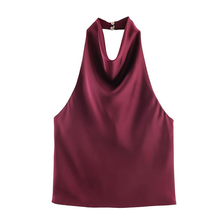 Damen elegantes Haltertop mit fließendem Schnitt und dekorativen Details Echo Archiv