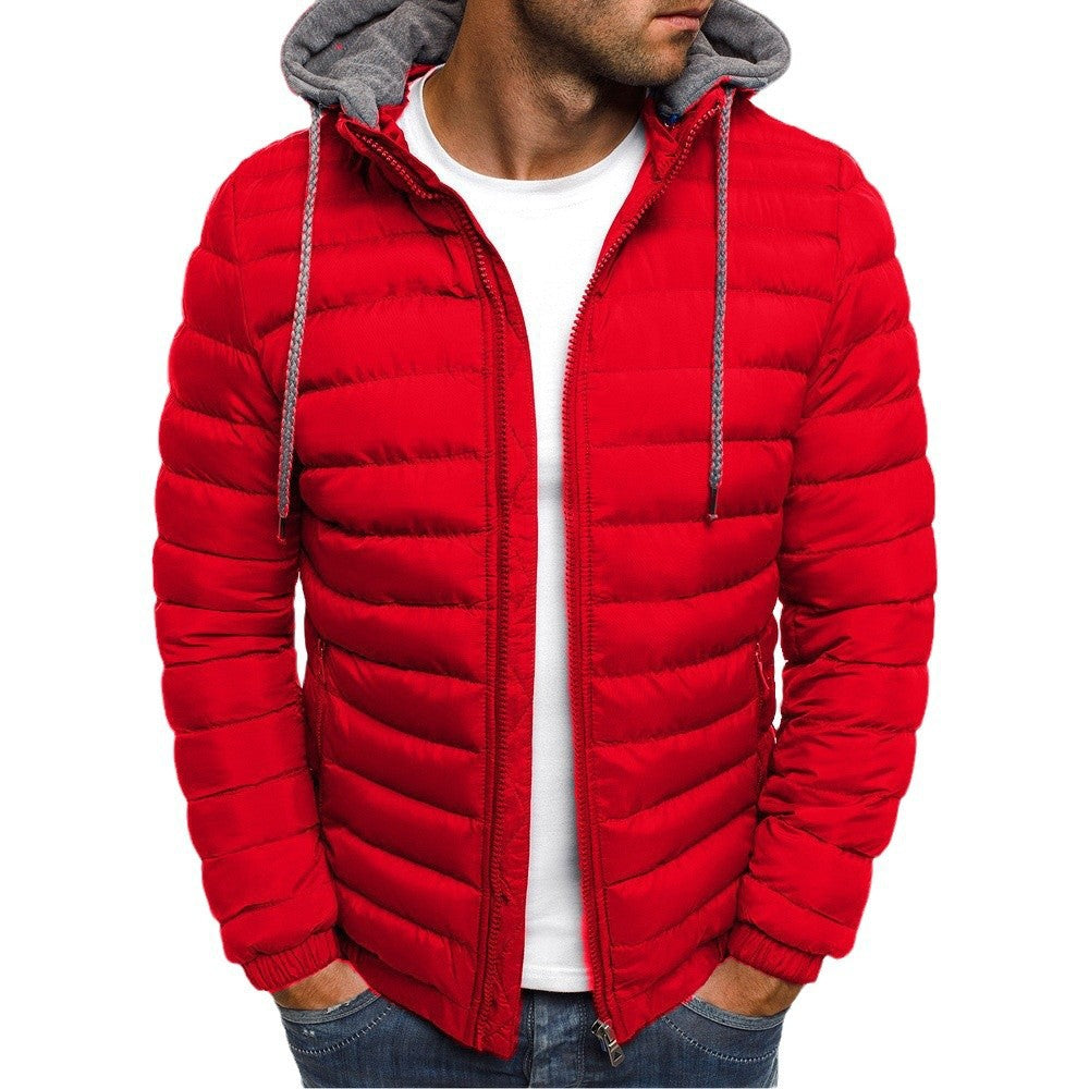 Herren leichte Steppjacke mit Kapuze und seitlichen Reißverschlusstaschen Echoarchiv