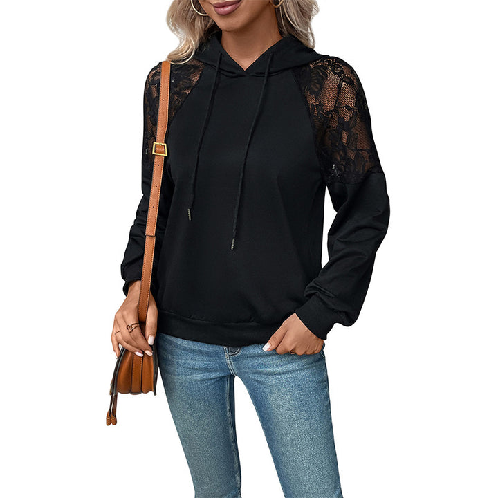 Damen Modischer Hoodie mit Spitzeneinsätzen Echo Archiv