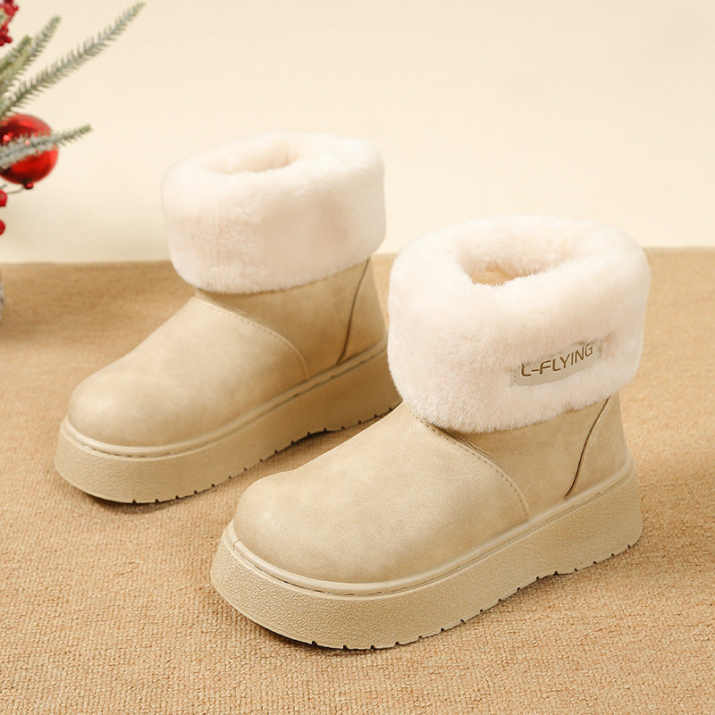 Damen Kuschelige Plateau‑Stiefeletten mit faux‑Fellkragen und rutschfester Gummisohle – Varelle