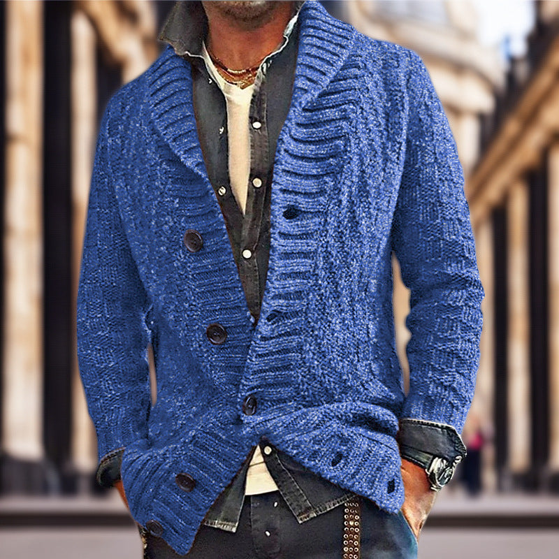 Herren Strickjacke mit großem Schalkragen und strukturiertem Design Echoarchiv