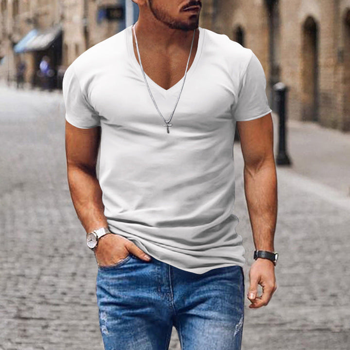 Herren lässiges V-Ausschnitt T-Shirt Echoarchiv