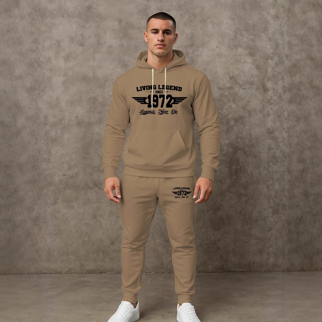 Herren Hoodie und Jogginghose Set mit modernem Druck Echoarchiv