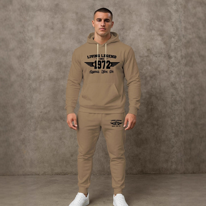 Herren Hoodie und Jogginghose Set mit modernem Druck Echoarchiv