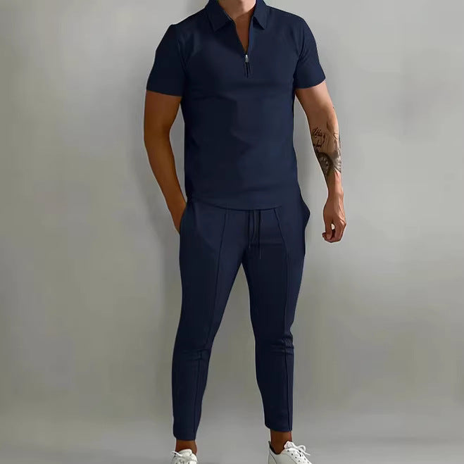Herren Sportlicher Kurzarm Poloshirt und Hose Set – Cavello