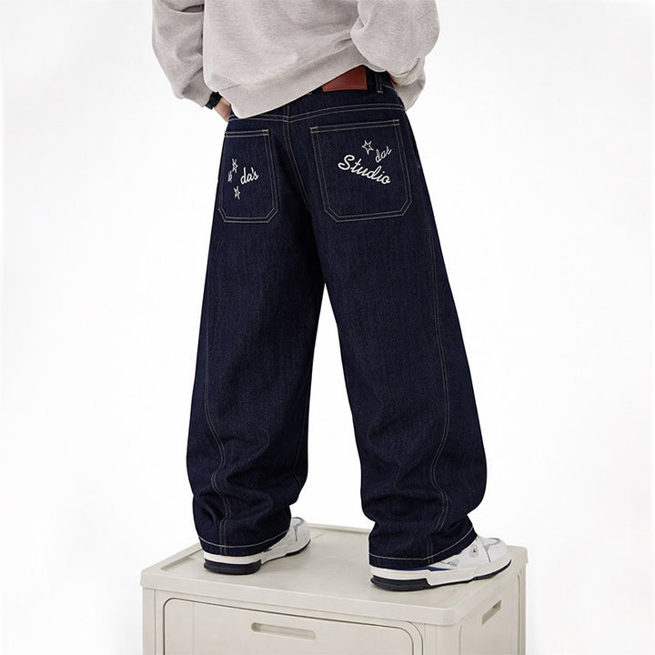 Unisex weite Jeans mit einzigartigem Schriftzug Echo Archiv