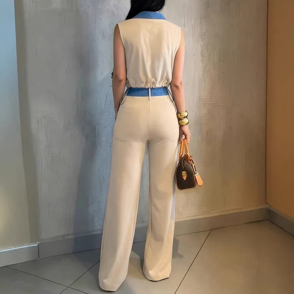 Damen Modischer Overall mit Denim-Design und Stylish-Bund Echo Archiv