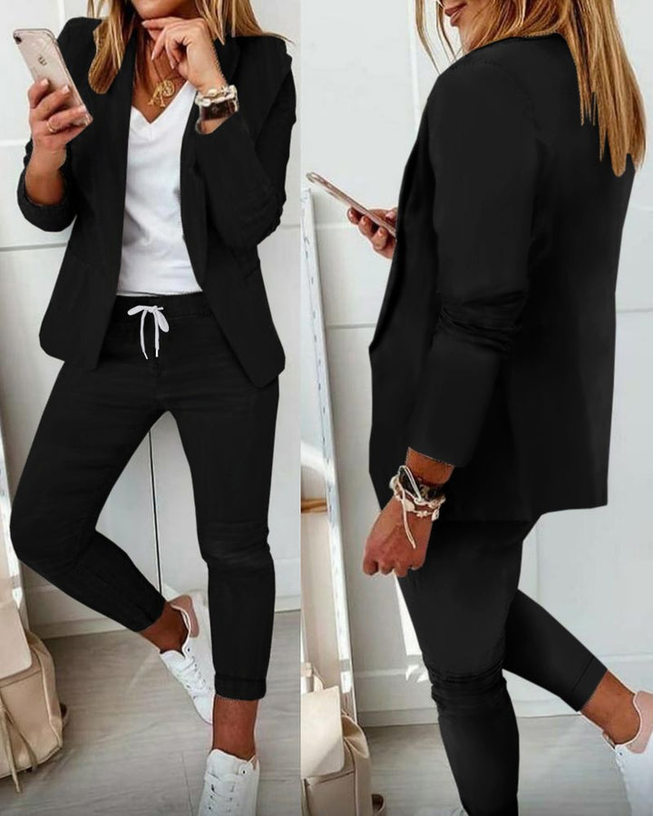 Damen nan zweiteiliges Blazer-Jogger-Set mit tailliertem Blazer und elastischer Bundhose Echo Archiv