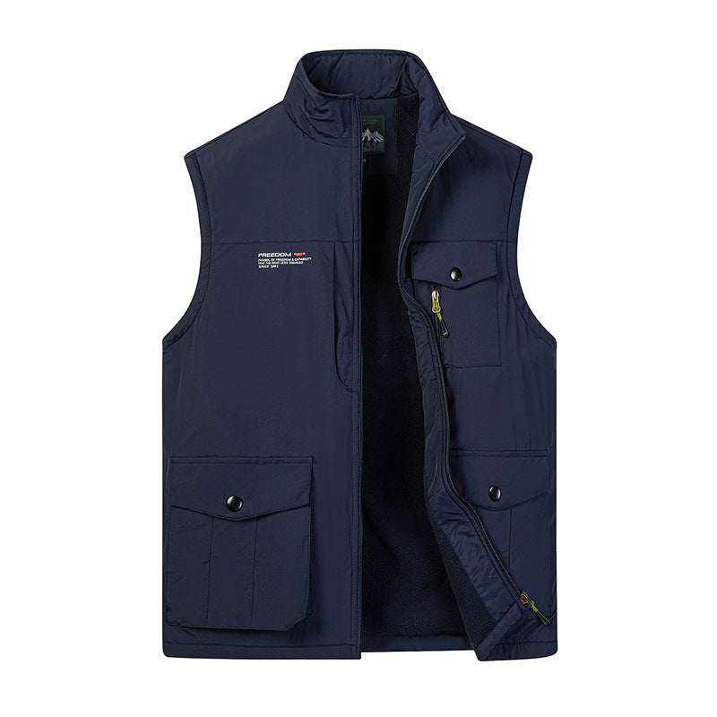 Herren Leichte Fleece-gefütterte Outdoor-Weste mit Mehrfachtaschen und Stehkragen – Marzano