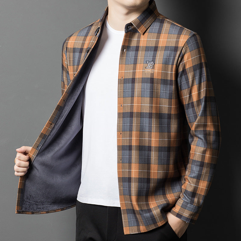 Herren lässiges und stylisches Langarmhemd mit modernem Karo-Muster Echoarchiv