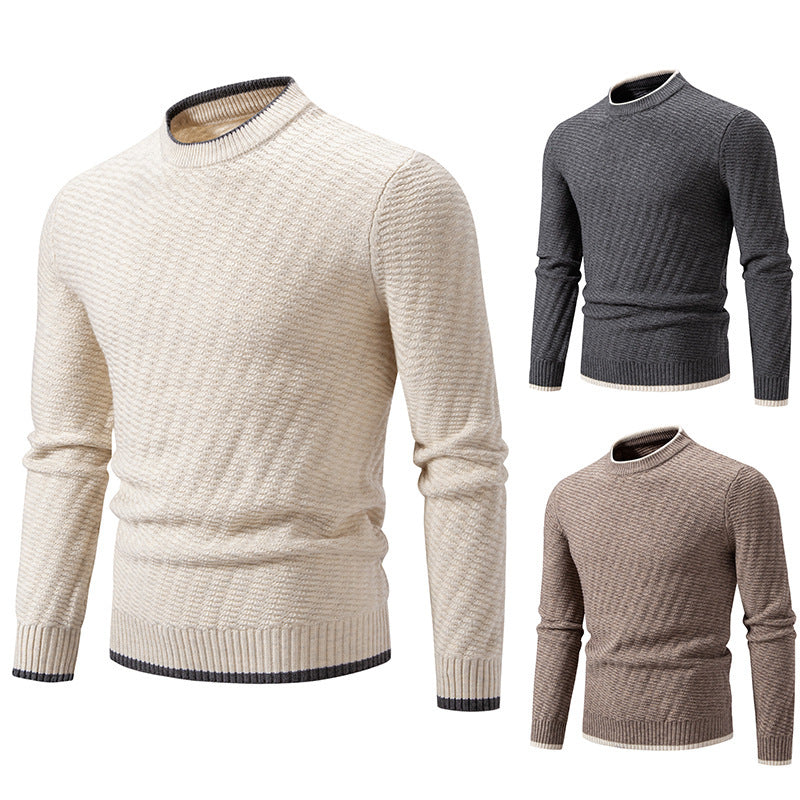 Herren modischer Strickpullover mit strukturiertem Rippmuster Echoarchiv