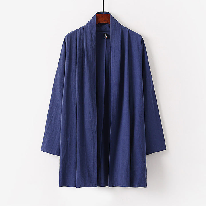 Unisex Offene Kimono-Cardigan aus leichter Baumwoll-Leinen-Mischung Echoarchiv