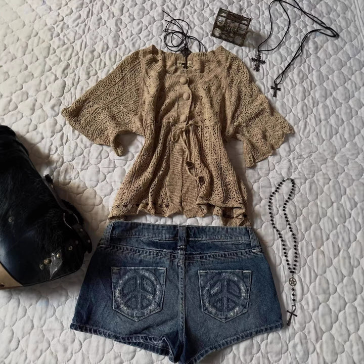 Damen Denim-Shorts mit distressed Details Echo Archiv