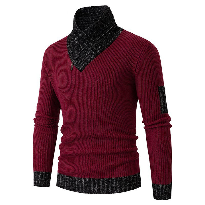 Herren Pullover mit modernem asymmetrischem Kragen und strukturiertem Design Echoarchiv