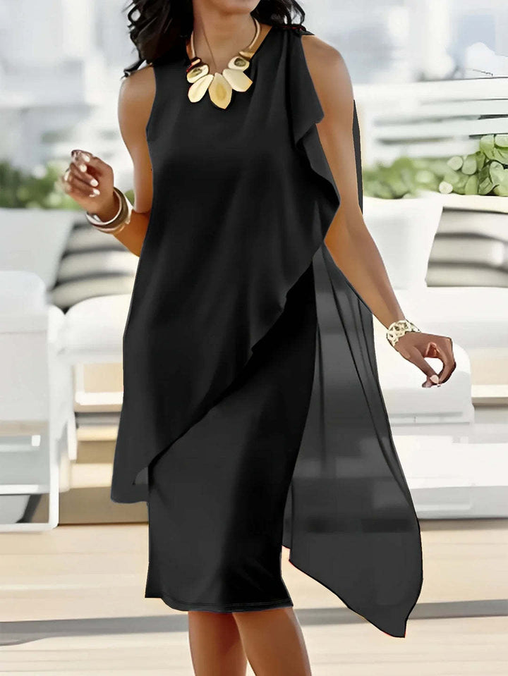 Damen asymmetrisches Chiffonkleid mit fließendem Schnitt Echoarchiv