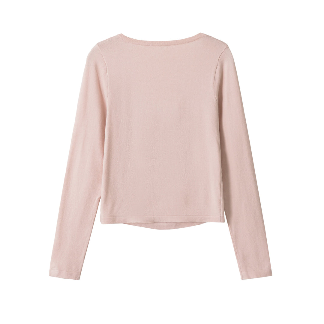 Damen Feiner Cropped-Cardigan mit Spitzen-Einsatz und Knopfleiste Echoarchiv