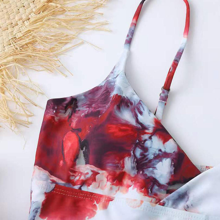 Damen Hoch tailliertes Bikini-Set mit Blumenmuster Echo Archiv