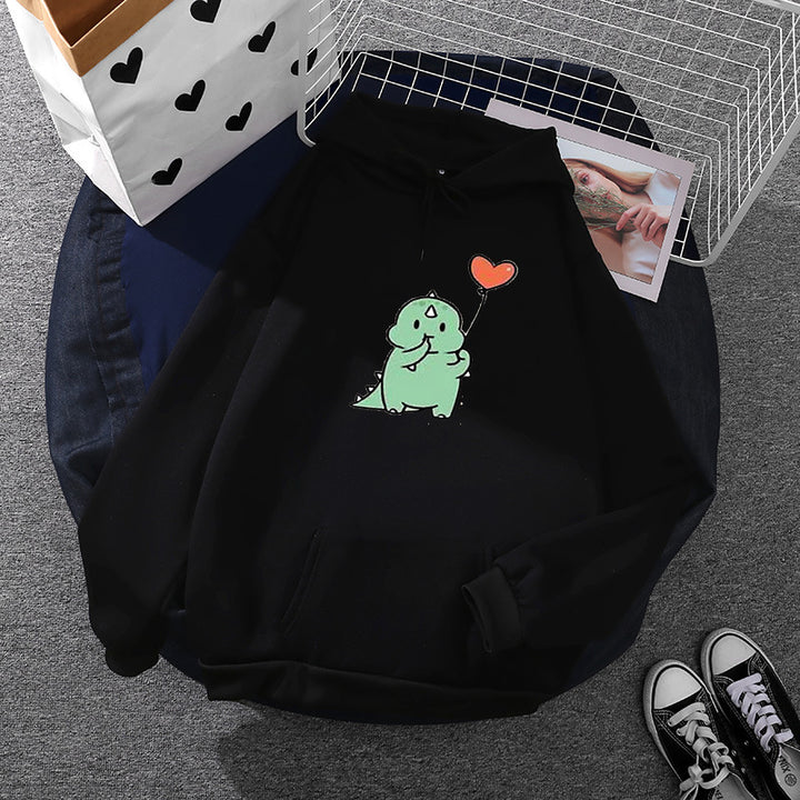 Damen Kapuzenpullover im Relaxed-Fit mit botanischer Frucht-Illustration und Kängurutasche – Auréline