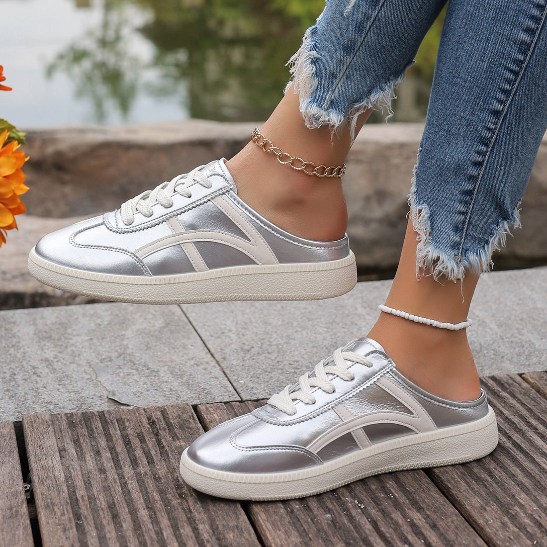 Damen Slip-On Sneaker mit offener Ferse und gepolstertem Komfortfußbett – Lioré