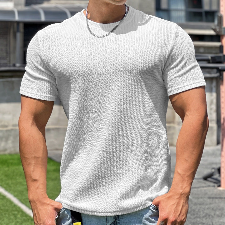 Herren strukturiertes T-Shirt in schlanker Passform mit Rundhalsausschnitt – Marzano