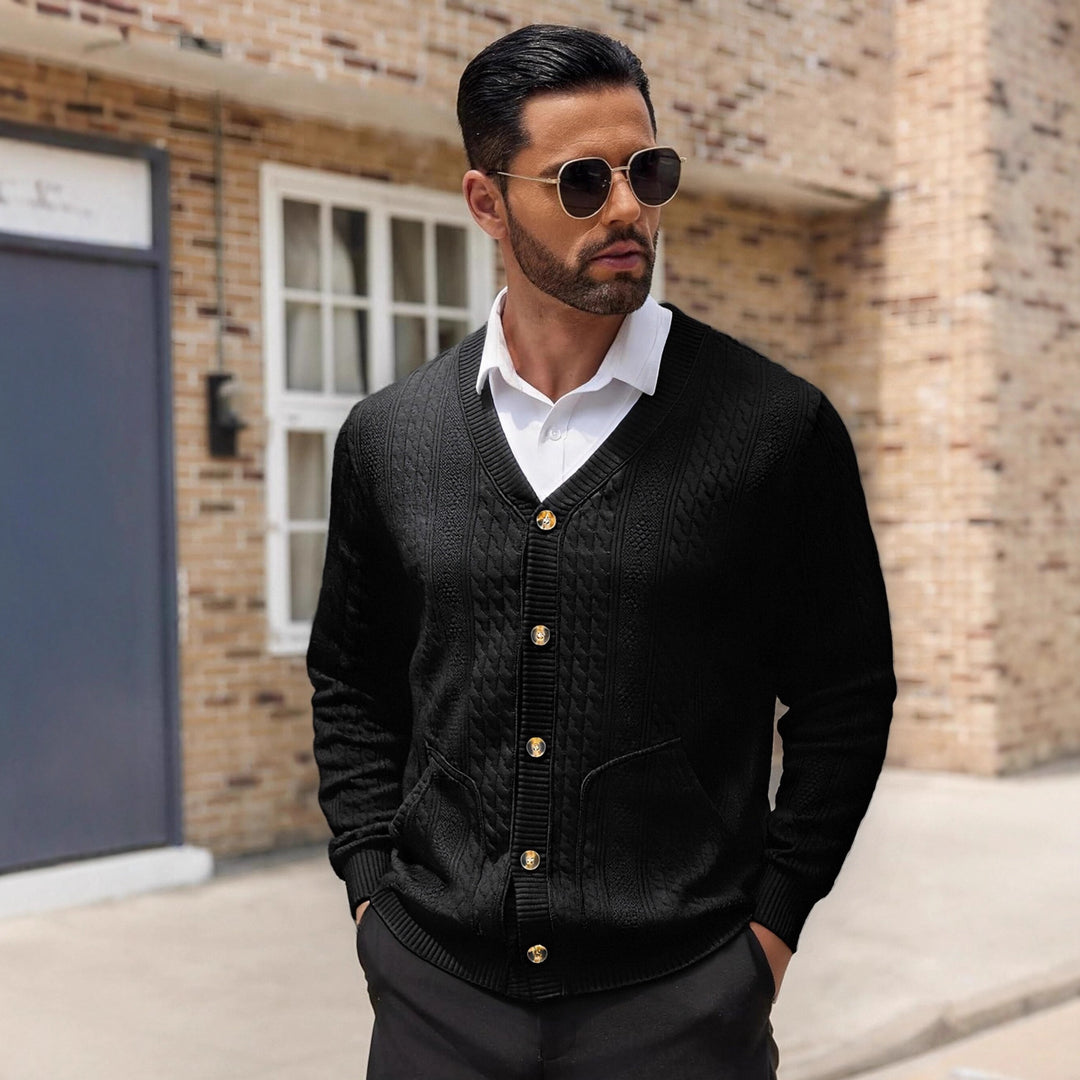 Herren Strickjacke mit modernen Details und praktischen Taschen Echoarchiv