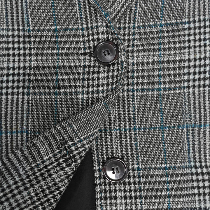 Damen Lockerer Glencheck-Blazer mit Reverskragen, Pattentaschen und Ein-Knopf-Verschluss – Valéne
