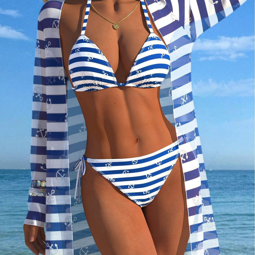 Damen Bikini-Set mit gepolstertem Bustier-Oberteil und elegantem Chiffon-Cover-Up Echo Archiv