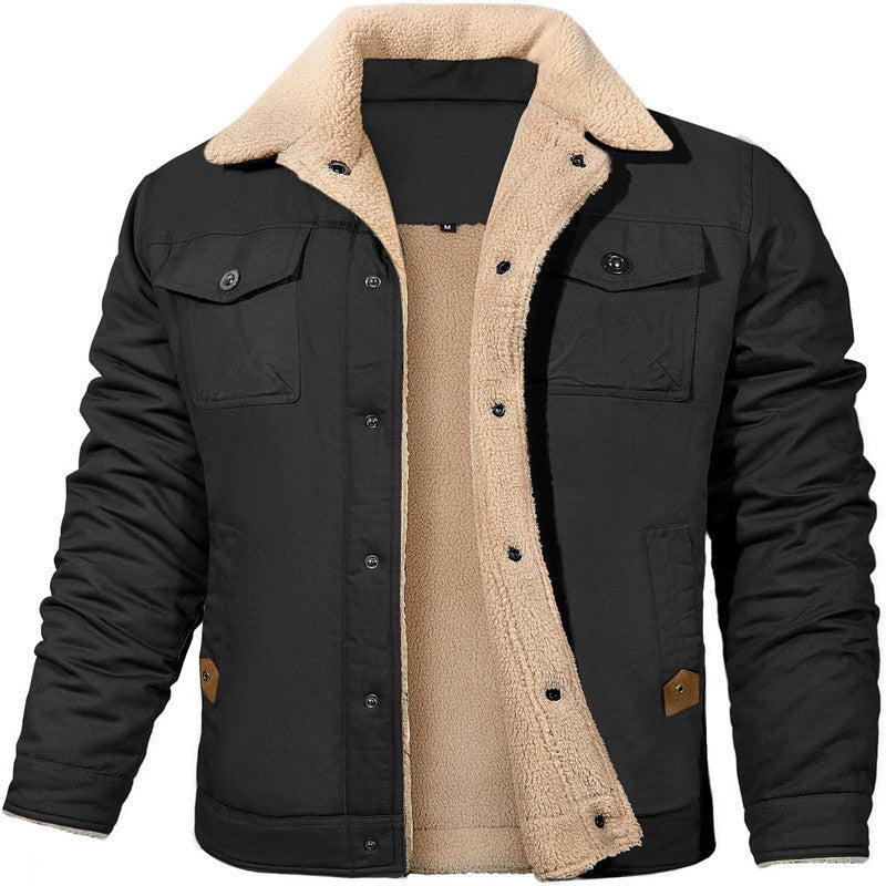 Herren Sherpa-gefütterte Canvas-Truckerjacke mit Thermofutter und Brusttaschen Echoarchiv