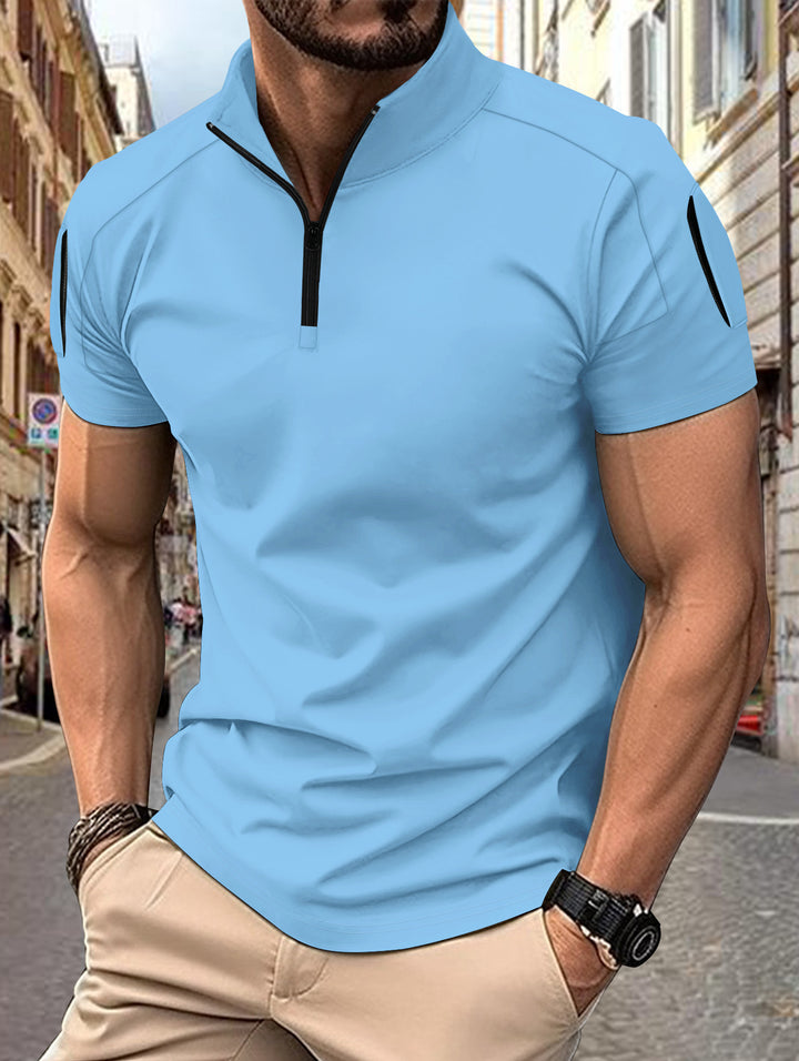 Herren Sportliches Kurzarm-Zip-Hemd Echoarchiv