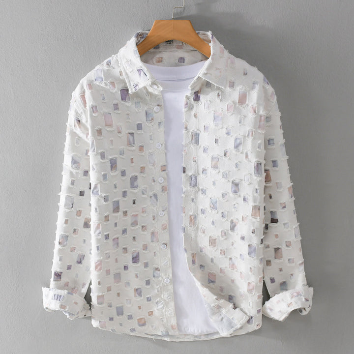 Unisex Leichtes Strukturhemd mit quadratischen Cut-Outs und Oversize-Schnitt Echoarchiv