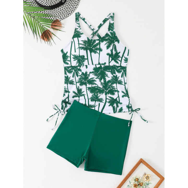Damen Tankini-Set mit aufregendem Palmenmotiv und verstellbaren Schnüren Echo Archiv