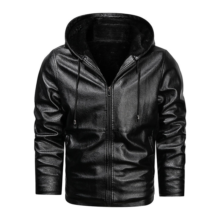 Herren Kapuzen-Lederoptikblouson mit wärmender Teddyfutter‑Innenlage – Taviero