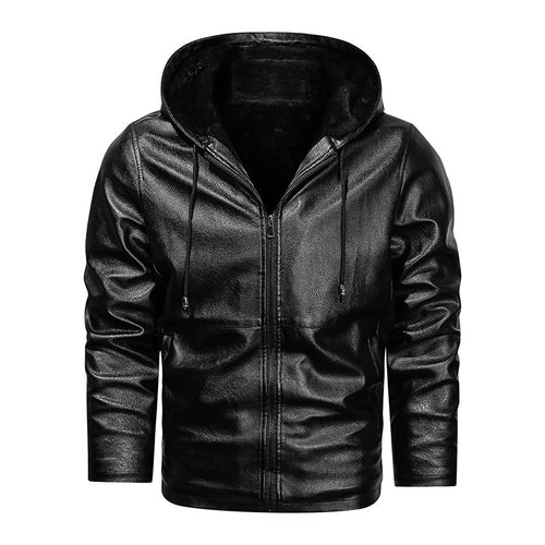 Herren Kapuzen-Lederoptikblouson mit wärmender Teddyfutter‑Innenlage – Taviero