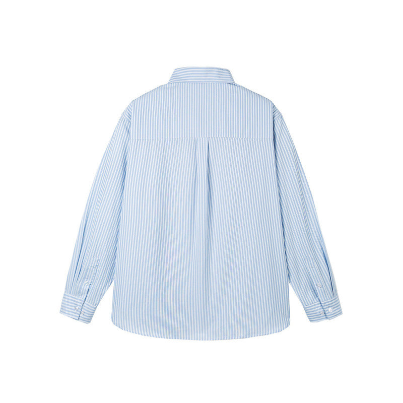 Damen Oversize-Hemd mit feinen Streifen, Brusttasche und abgerundetem Saum Echo Archiv