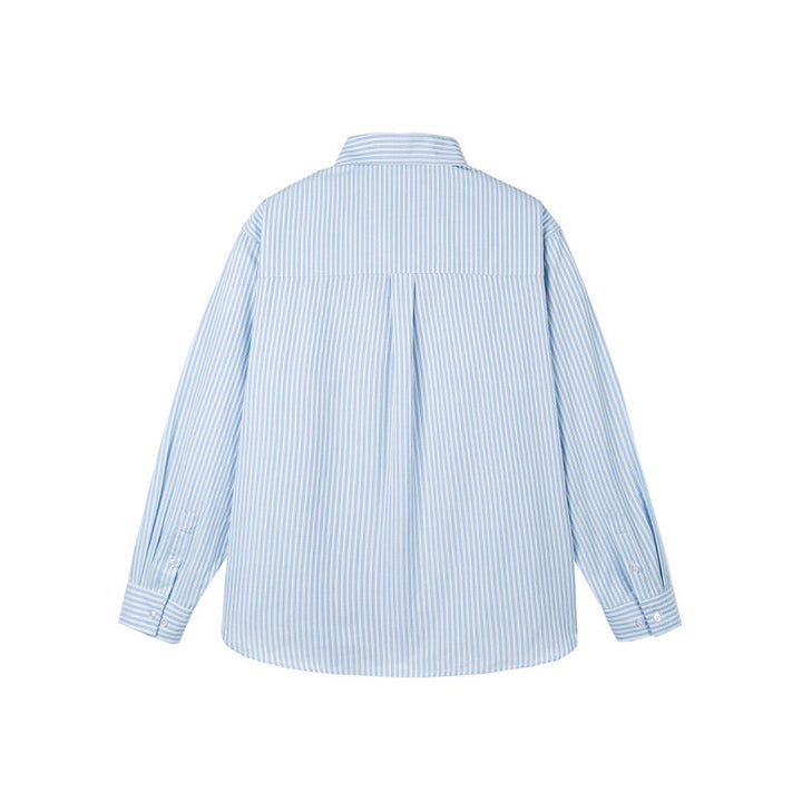 Damen Oversize-Hemd mit feinen Streifen, Brusttasche und abgerundetem Saum Echo Archiv