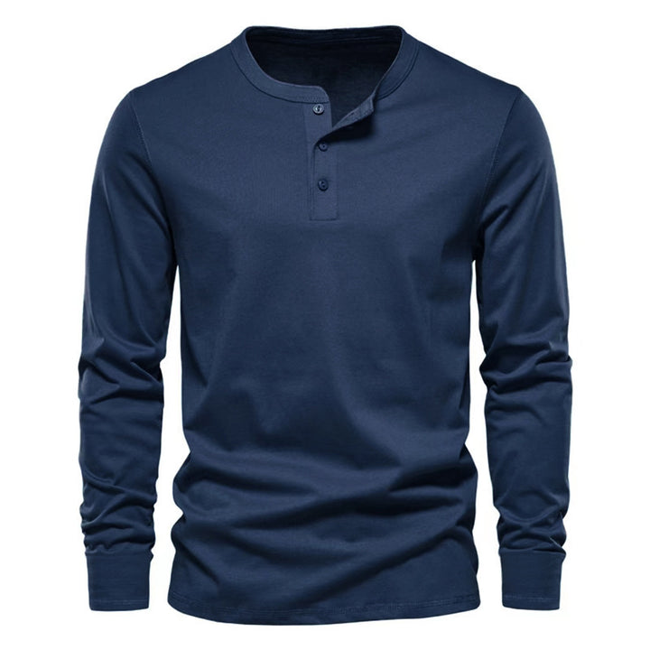 Herren lässiges Langarmshirt mit Knopfleiste und weichem Material Echoarchiv