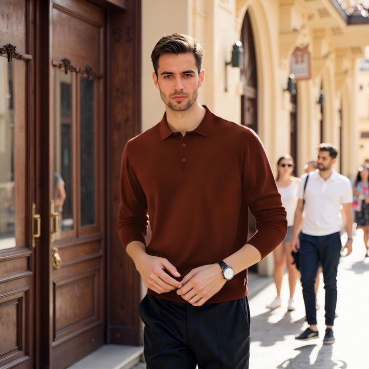 Herren Langarm-Polo-Shirt Echoarchiv
