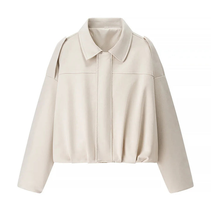 Damen nan cropped Boxy-Blouson mit Hemdkragen, verdeckter Frontleiste und elastischem Saum Echo Archiv