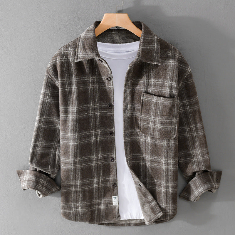 Herren Karo-Flanell-Overshirt mit Brusttasche und Relaxed-Fit Echoarchiv