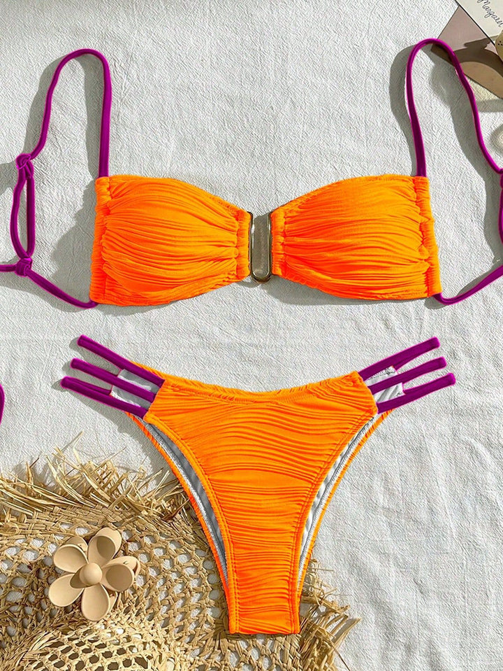 Damen Bikini-Set mit raffiniertem Falten-Design und modischen Akzenten Echo Archiv