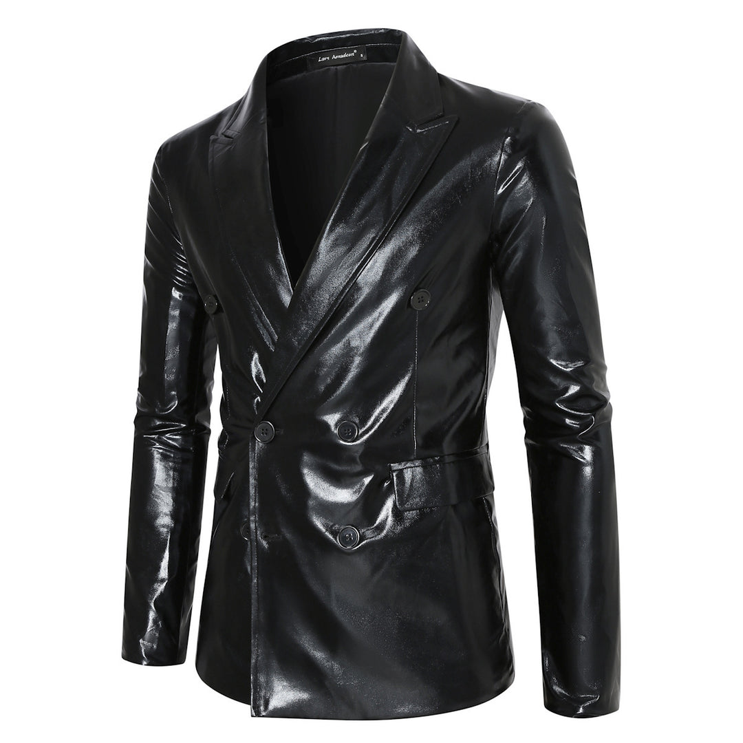 Herren glänzender Pailletten Blazer mit doppelter Knopfreihe Echoarchiv