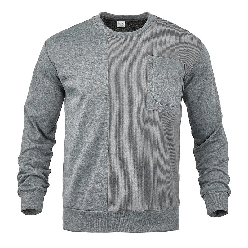 Herren Struktur-Sweatshirt mit Rippen-Panel und Brusttasche Echoarchiv