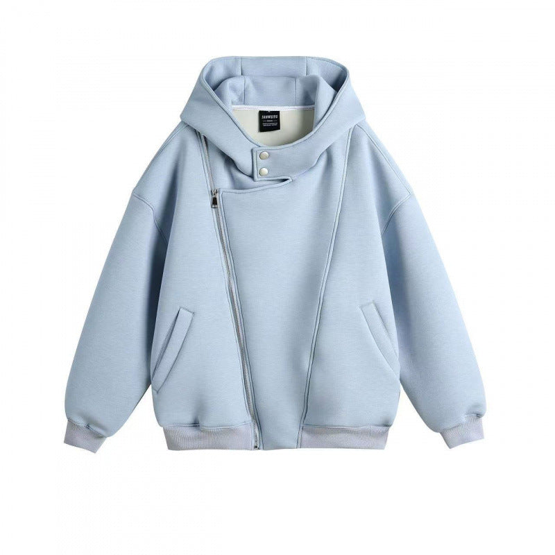 Unisex Oversize-Kapuzenjacke mit asymmetrischem Reißverschluss und hohem Stehkragen Echo Archiv
